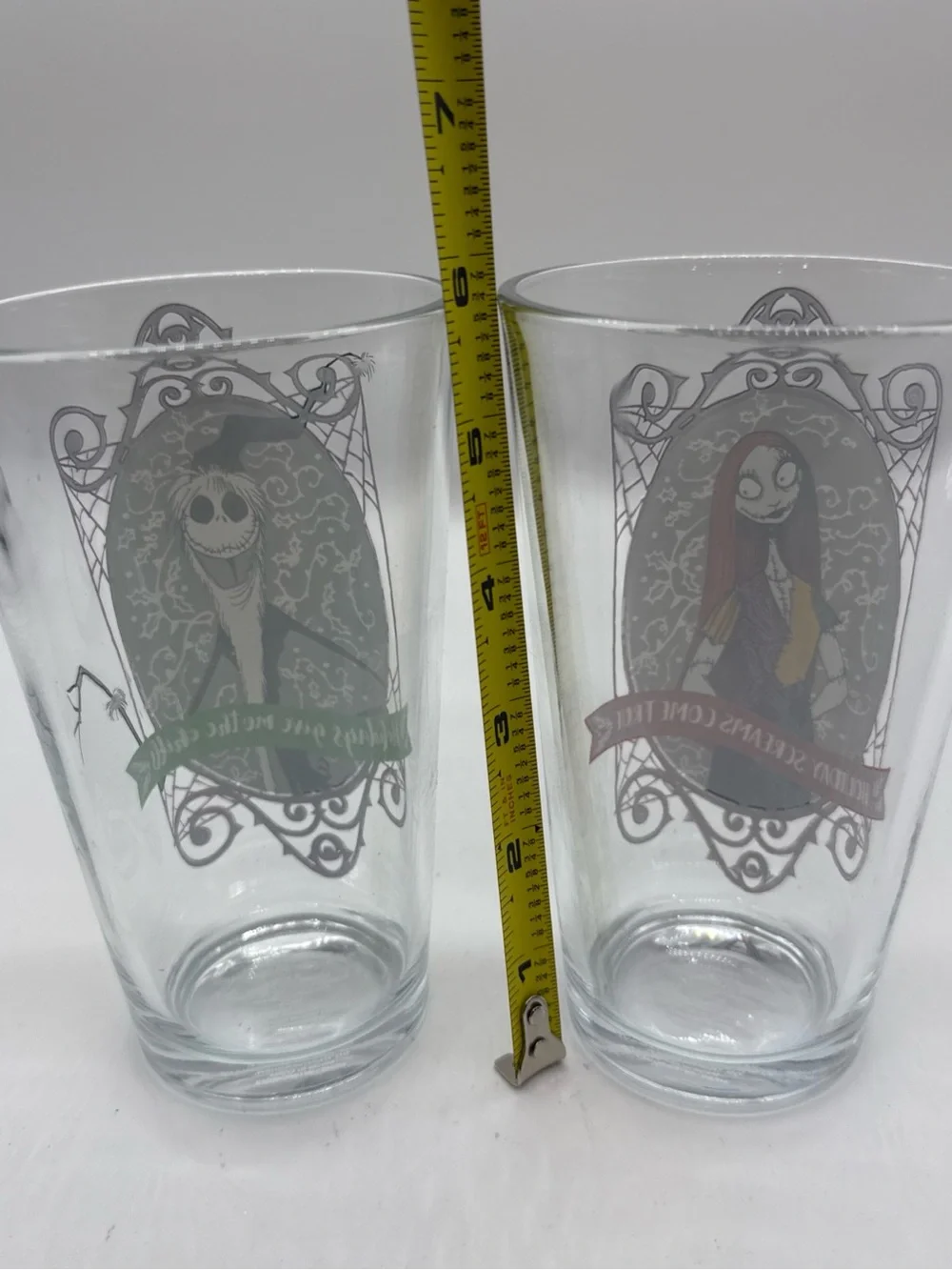 Disney Nightmare Before Christmas Character Pint Glasses - Red & Green Accents